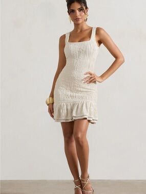 Club L London | Dresses | Club London Blue Feather Mini Dress | Poshmark